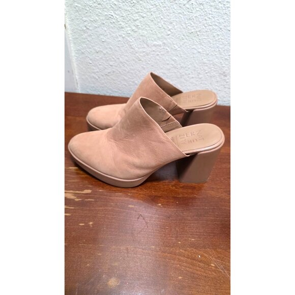 Naturalizer Women's Nude Leather Mule Heeled Sandals Chunky Block Heel Size 7 - Picture 3 of 8